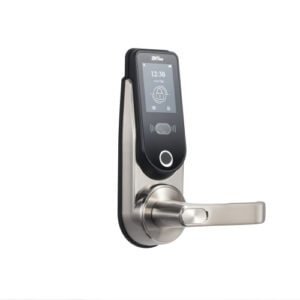 Serrure intelligente ZKTeco HBL100B avec reconnaissance faciale, empreinte digitale et Bluetooth.