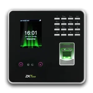 Pointeuse faciale biométrique ZKTeco MB20 avec reconnaissance faciale, empreinte digitale et badge RFID pour entreprises au Maroc.