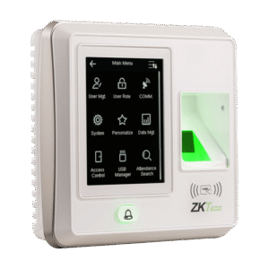 Contrôleur d'accès biométrique ZKTeco SF300 avec lecteur d'empreintes digitales et RFID.
