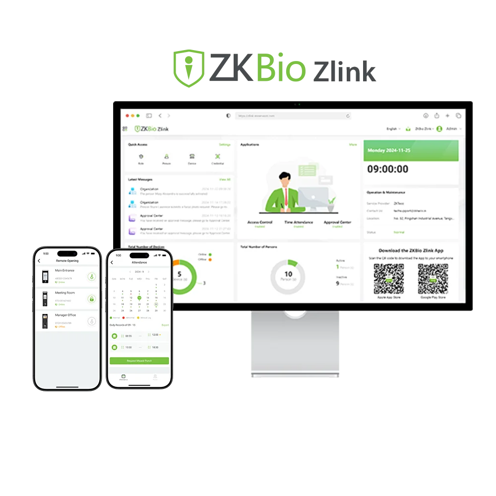 ZKBio Zlink Maroc – logiciel de gestion connectée des équipements ZKTeco