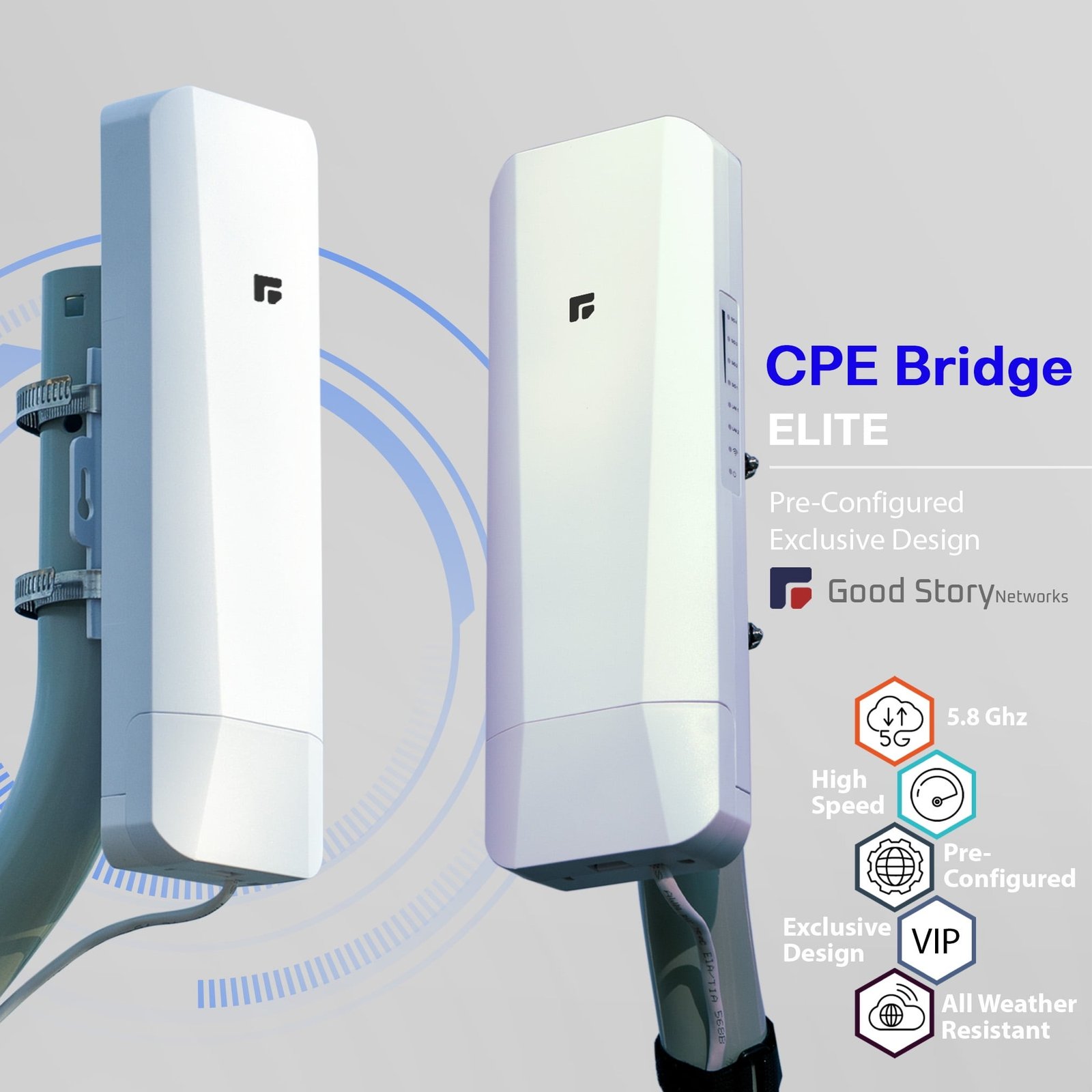Pont Wi-Fi extérieur point-à-point entre deux bâtiments