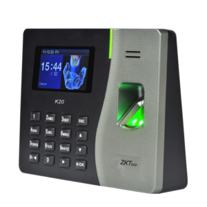 Pointeuse biométrique ZKTeco K20 avec lecteur d’empreinte digitale et batterie de secours