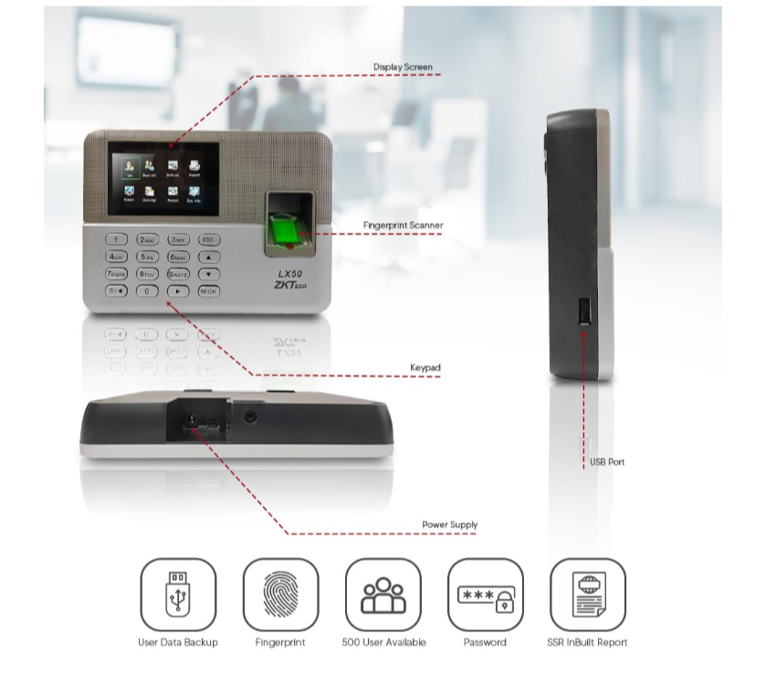 ZKTeco LX50 pour gestion des présences, horaires et pointage du personnel au Maroc